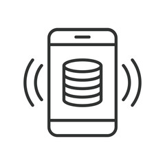 Database phone notification, icon in line design. Database, phone, notification, alert, mobile, data, message on white background vector. Database phone notification editable stroke icon