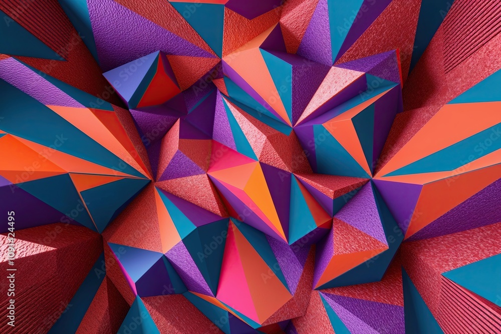 Aufkleber vivid geometric background featuring captivating angular shapes and textures in 3d visualization