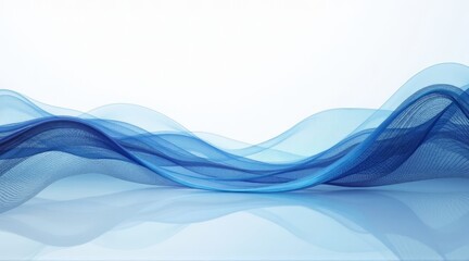 Obraz premium Elegant abstract blue wave design on a clean white background showcasing smooth contours
