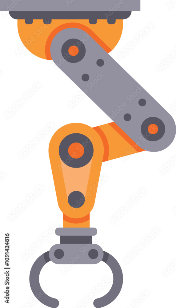 Poster modern robotic arm is picking up an object in a factory setting, showcasing automation and advanced 