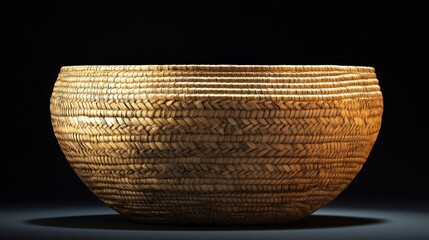 Fototapeta premium Transforming Tradition: Woven Straw Basket Blending with Digital Pixels