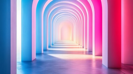 Obraz premium Abstract background with white lines in the shape, Colorful gradient room background