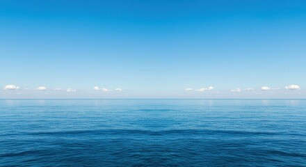 Obraz premium Tranquil ocean and vast blue sky horizon for relaxation and meditation landscape