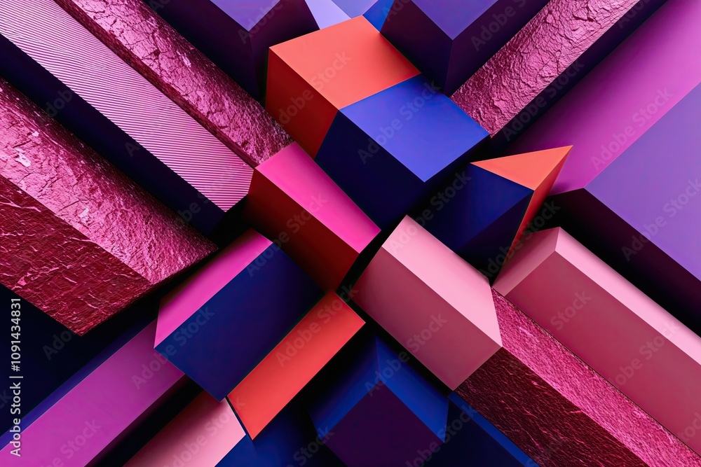 Aufkleber vibrant geometric background with mesmerizing angular shapes and textures in 3d visualization