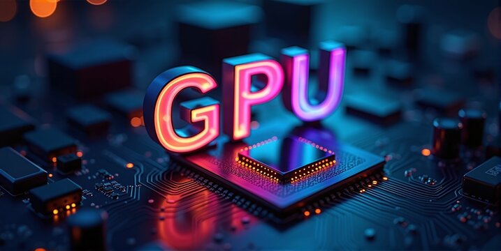 High-performance gpu processor mounted on advanced technological motherboard circuitry