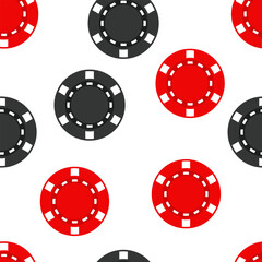 Seamless pattern of red and black chips. Vector illustration.