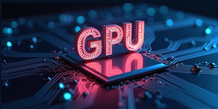 High-performance gpu processor mounted on advanced technological motherboard circuitry