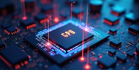 Fototapeta premium High-performance gpu processor mounted on advanced technological motherboard circuitry