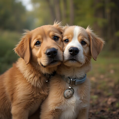 Fototapeta premium Heartwarming Bond of two Dogs