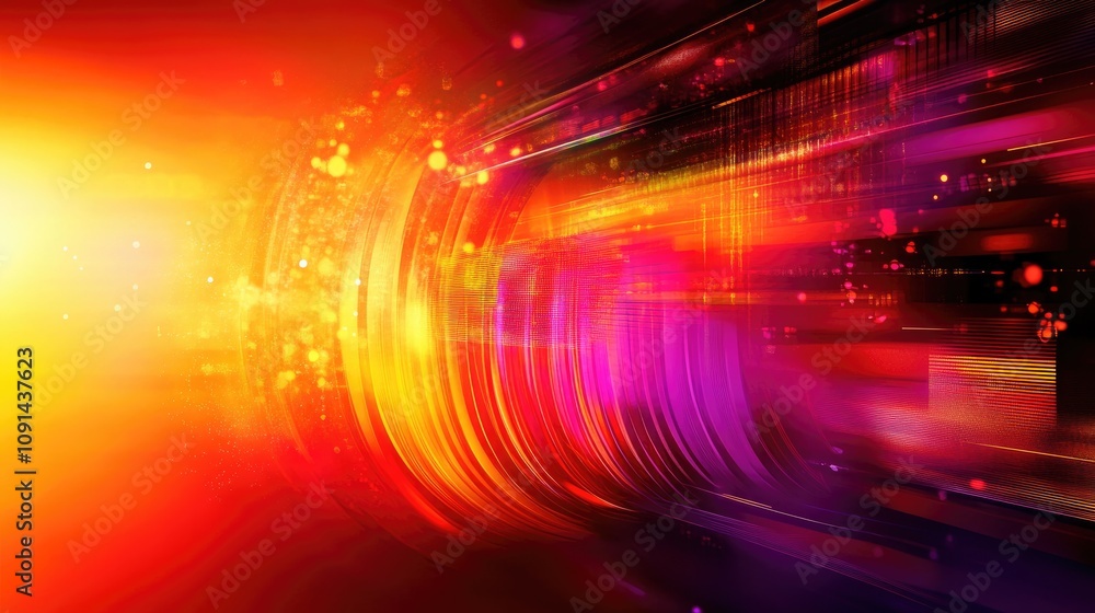 Poster futuristic abstract illustration showcasing a vibrant technology background with luminous effects, d