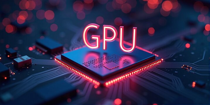 High-performance gpu processor mounted on advanced technological motherboard circuitry