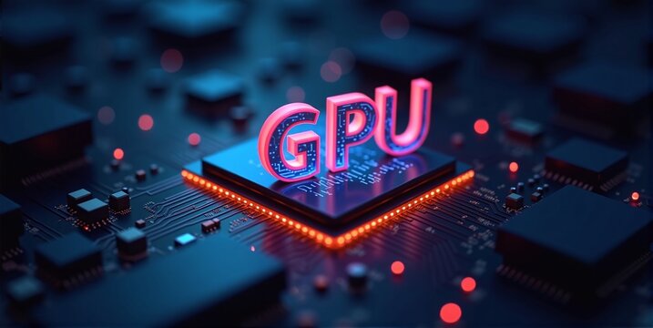 High-performance gpu processor mounted on advanced technological motherboard circuitry