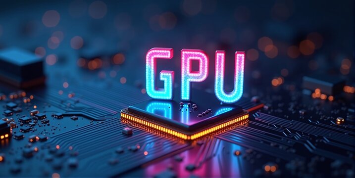 High-performance gpu processor mounted on advanced technological motherboard circuitry