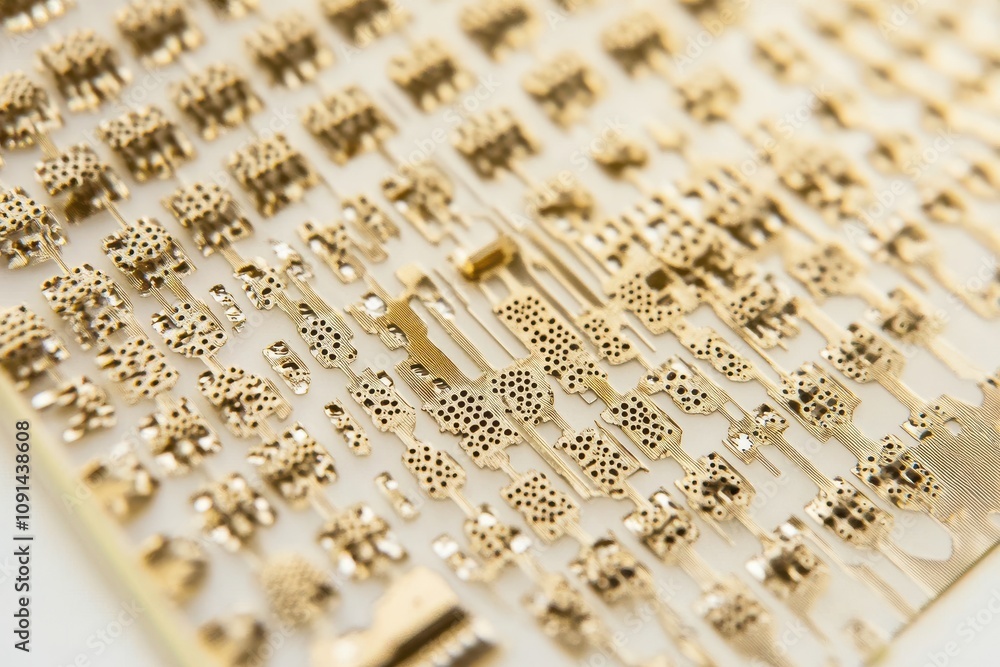 Poster macro shot of intricate computer chip patterns