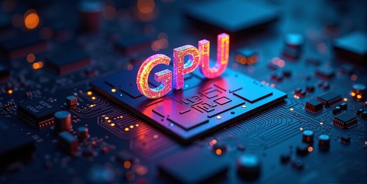 High-performance gpu processor mounted on advanced technological motherboard circuitry