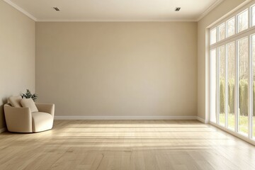 A comfortable living room scene with a single chair and a window