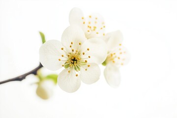 Obraz premium A white flower blooms on a branch in a natural setting