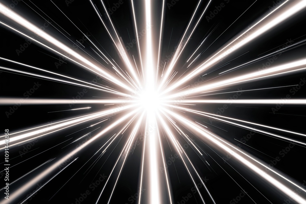 Poster radiant light flashes creating dynamic movement and speed on a black background
