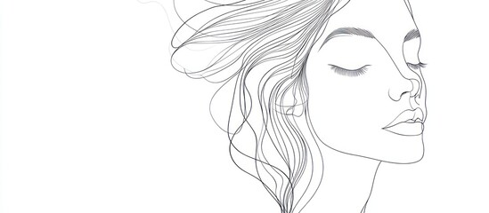 Fototapeta premium Serene Minimalist Line Art Portrait of a Woman