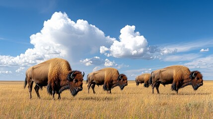 Naklejka premium Bison Herd Roaming Across the Open Plains
