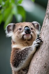 Koala Sitting in Eucalyptus Tree