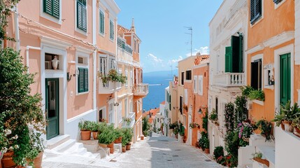 Narrow Streets of an Old Town in Croatia
