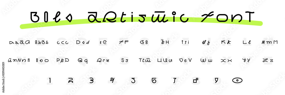 Poster abstract creative bold artistic font. random linear letters large set. english strange different let
