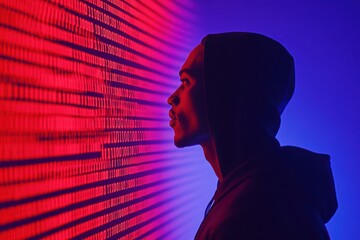 Mysterious Hacker in a Dramatic Cyber Scene