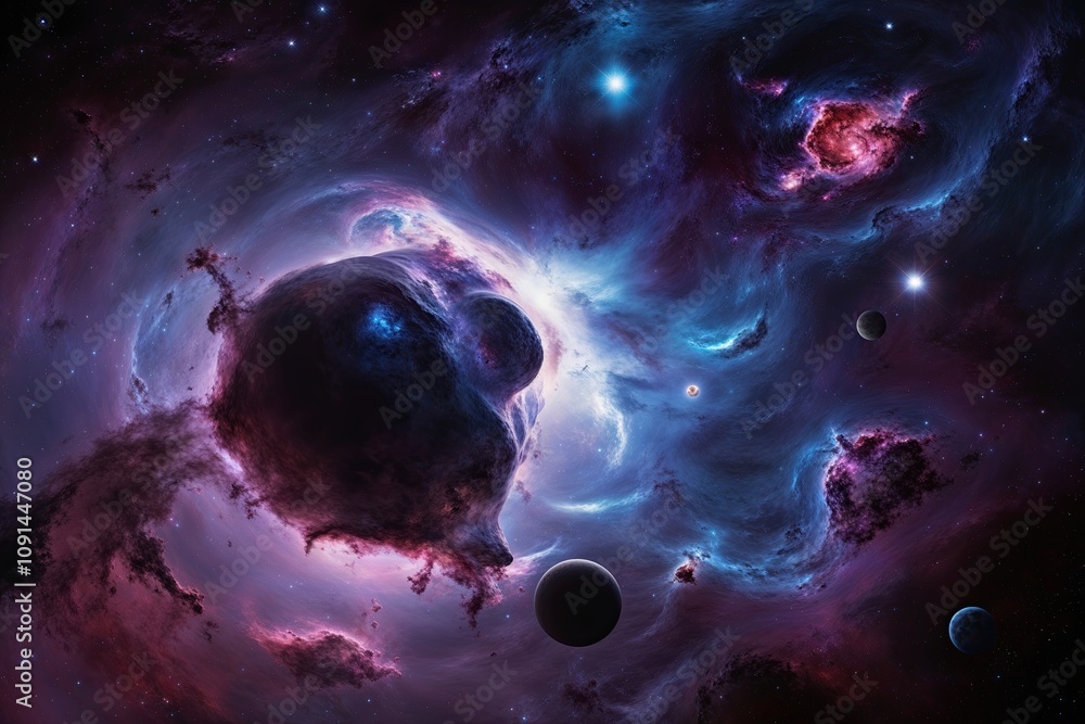 Aufkleber dynamic 3d render of a captivating space nebula with swirling gases and celestial bodies