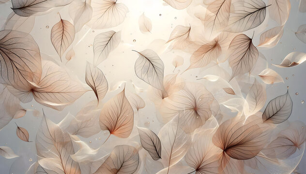 "Arte Flutuante: A Beleza Relaxante de Folhas Secas Transparentes"