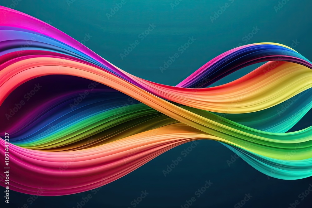 Poster vibrant flowing gradient 3d shape in dynamic smooth design