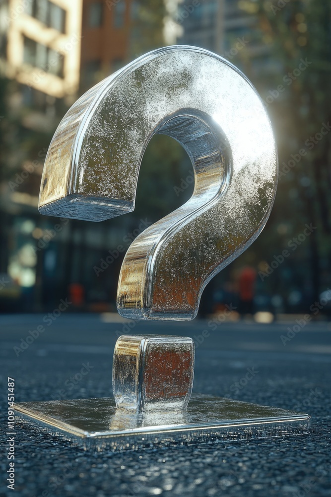 Poster a close-up of a metal sign with a question mark symbol