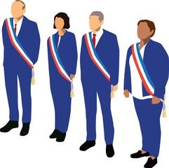 maires homme et femme repr&eacute;sentants des communes et villes fran&ccedil;aises