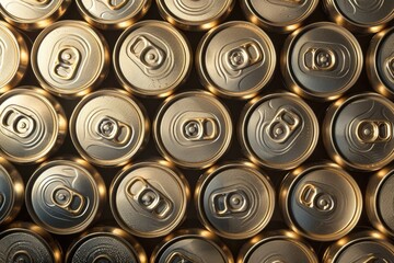 Close-up shot of a variety of canned sodas