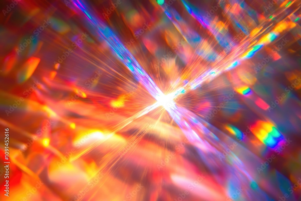 Poster a bright light shines brightly on a multicolored background, perfect for adding some visual interest
