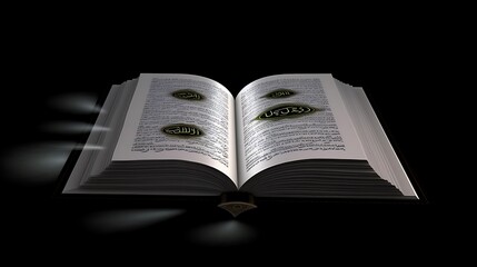 Fototapeta premium Open Holy Quran Book Illuminated With Divine Light