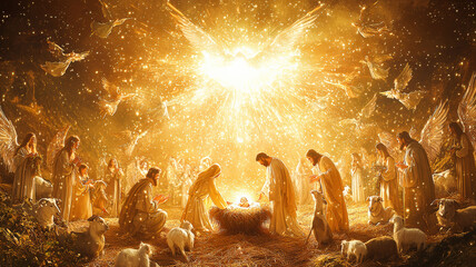 Illustration The Nativity Scene With