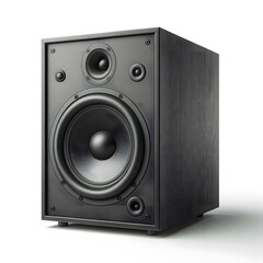 Obraz premium New single black speaker isolated on white background. Clipping path.