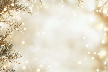 A close-up shot of a decorated Christmas tree with twinkling lights in the background