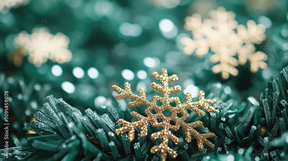 Poster close-up shot of a single snowflake clinging to a tree branch, highlighting the delicate details