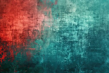 Fototapeta premium A unique wall with red and blue paint, featuring a clock