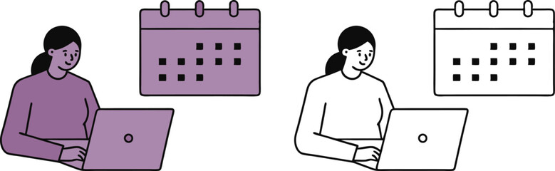 Scheduling Appointments Women Using Laptops and Calendars