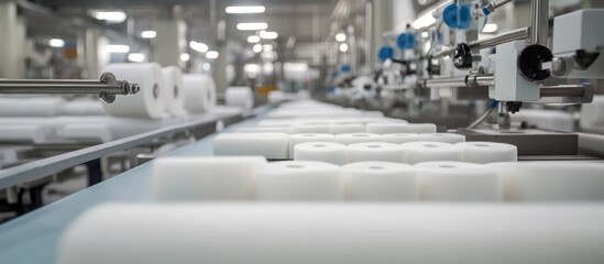 Obraz premium Manufacturing Process: A Glimpse into the Production of Hygiene Products