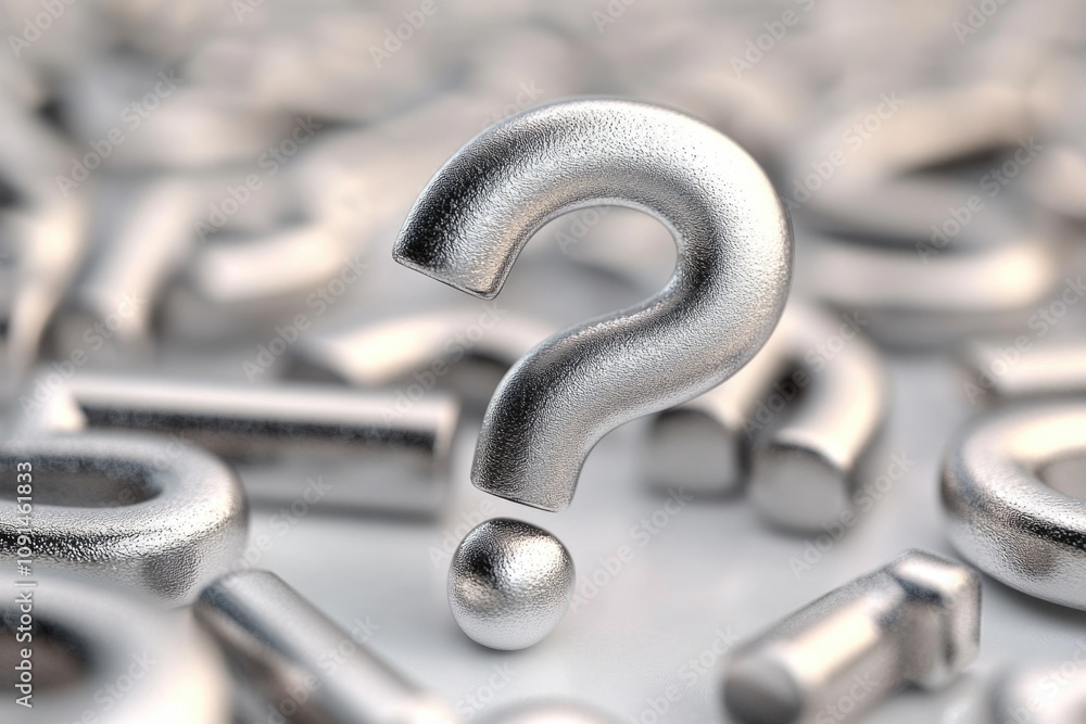 Poster A collection of metal nuts with a question mark, often used for DIY projects or as a decorative element