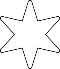 Fototapeta premium Cute six pointed star outline vector. Black line six-pointed star svg.