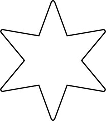 Fototapeta premium Cute six pointed star outline vector. Black line six-pointed star svg.