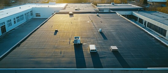 Aerial View of a Flat Roof at Sunset