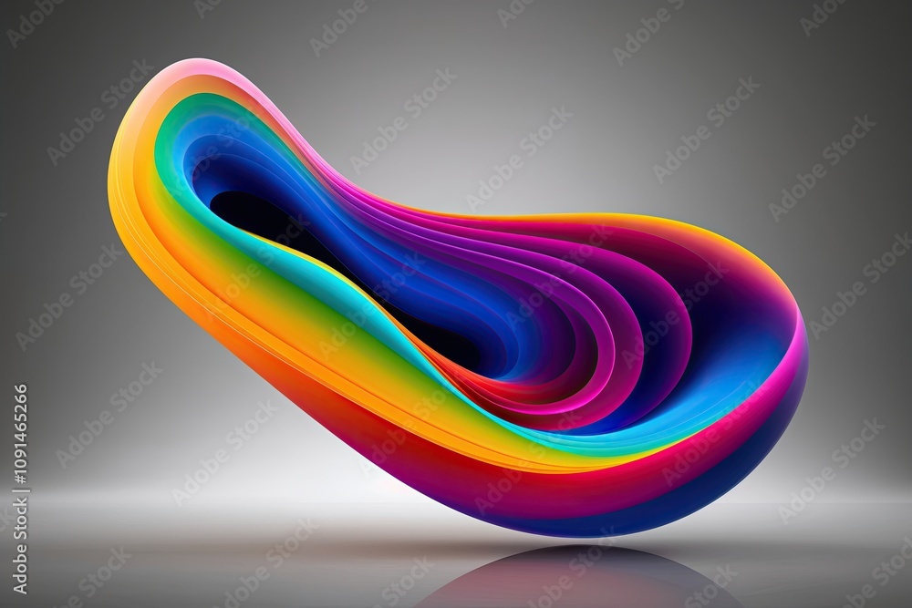 Aufkleber dynamic smooth 3d shape with vibrant flowing gradient design