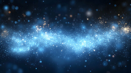 Fototapeta premium Abstract Blue and Gold Glittering Background with Bokeh Lights