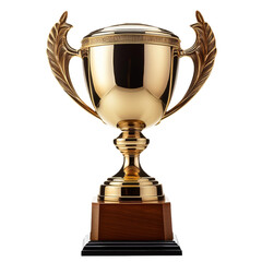 Golden trophy, front view, transparent background image